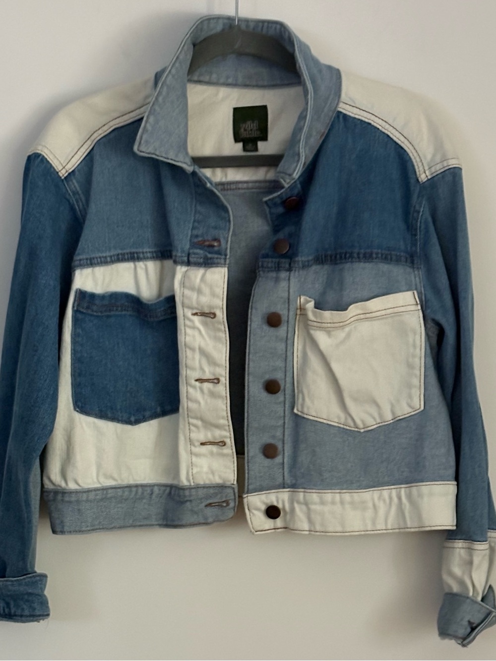 wild fable Two-Tone Light Blue and White Denim Jacket
